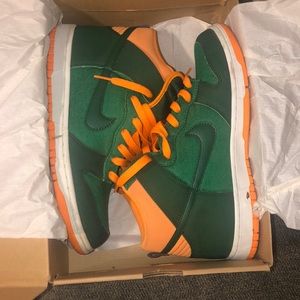 Nike Dunks green and orange